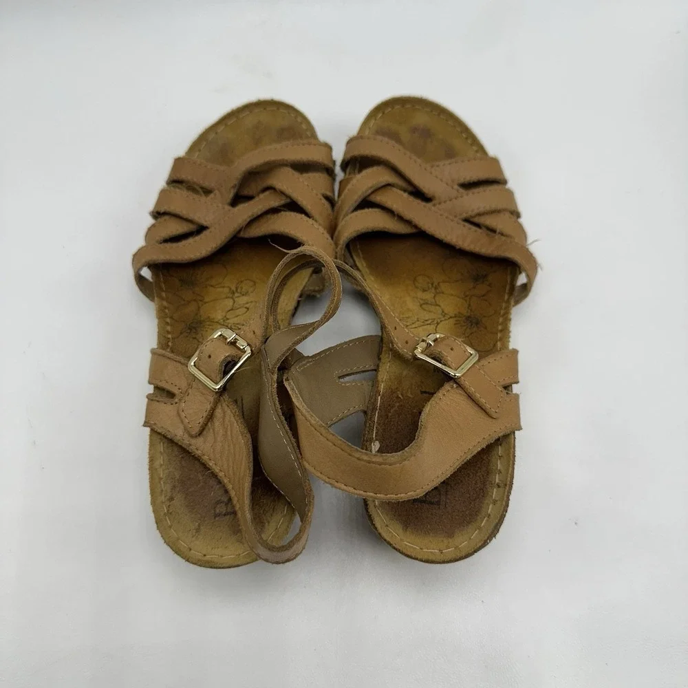 Bjorndal Lily Strappy Wedge Sandals Womens Brown Leather 6M Comfort strappy Cork